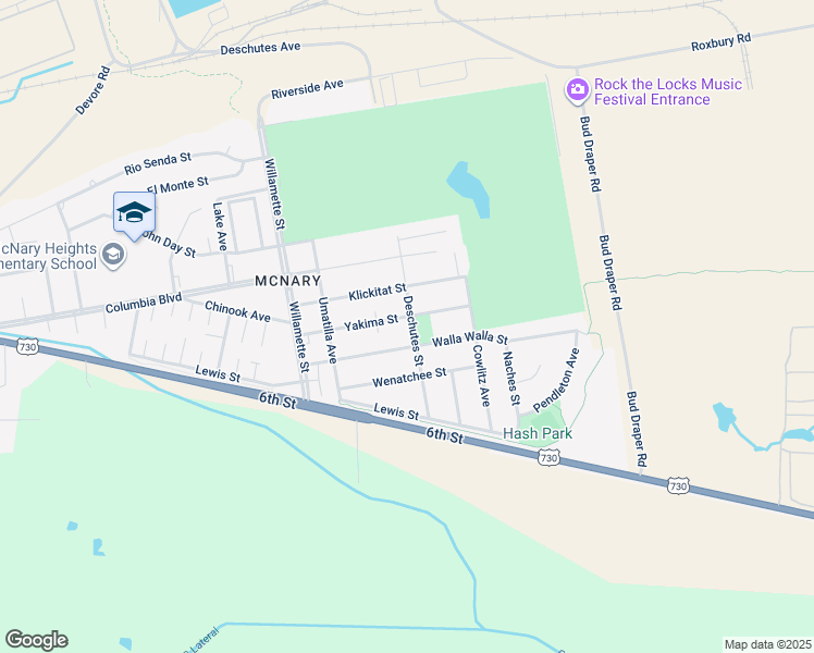 map of restaurants, bars, coffee shops, grocery stores, and more near 304 Deschutes Street in Umatilla
