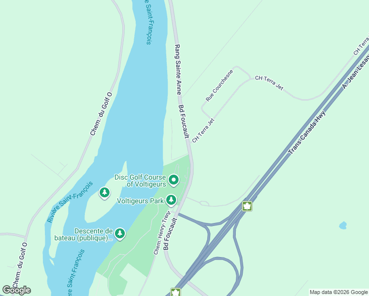 map of restaurants, bars, coffee shops, grocery stores, and more near 2205 Boulevard Foucault in Drummondville