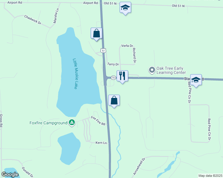 map of restaurants, bars, coffee shops, grocery stores, and more near 1426 North Ush 51 in Arbor Vitae