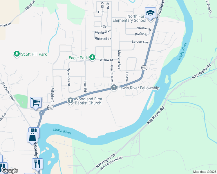 map of restaurants, bars, coffee shops, grocery stores, and more near 1992 Meadowood Loop in Woodland
