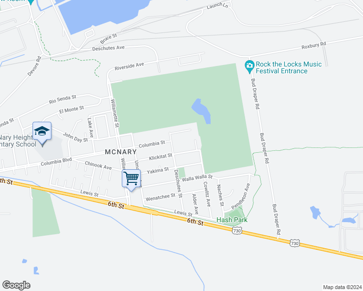 map of restaurants, bars, coffee shops, grocery stores, and more near in Umatilla