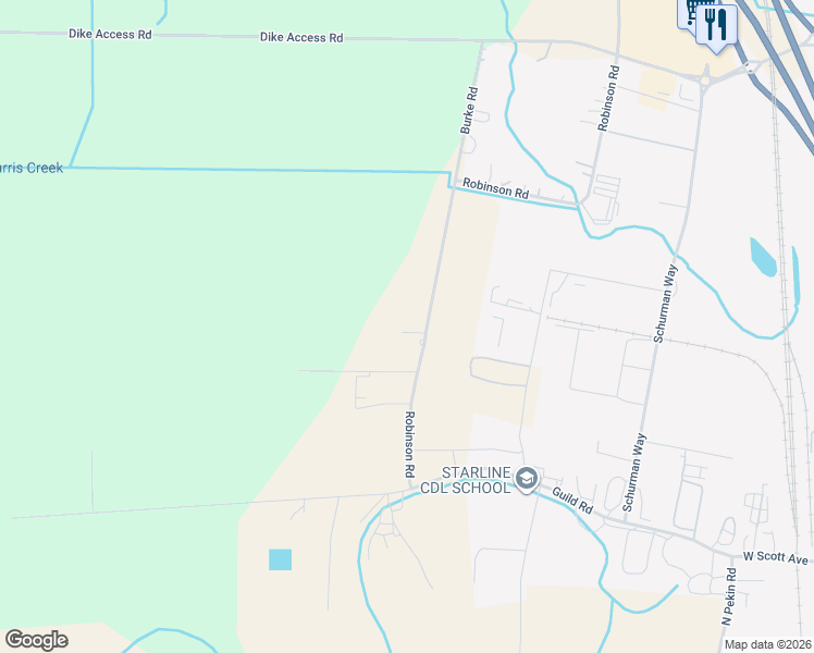 map of restaurants, bars, coffee shops, grocery stores, and more near 122 Stenerson Road in Woodland