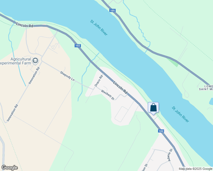 map of restaurants, bars, coffee shops, grocery stores, and more near 30 Southwood Court in Fredericton