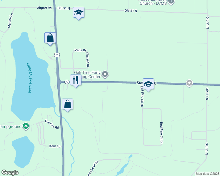 map of restaurants, bars, coffee shops, grocery stores, and more near 1446 Arbor Vitae Lane in Arbor Vitae