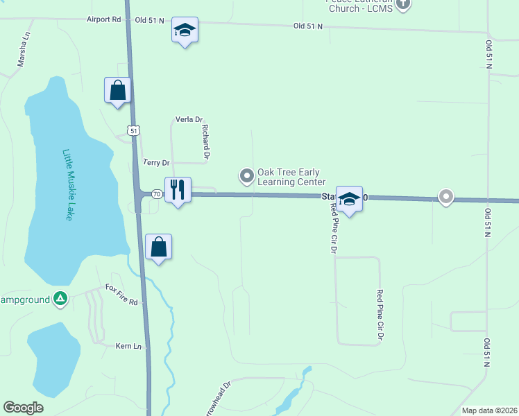 map of restaurants, bars, coffee shops, grocery stores, and more near 1446 Arbor Vitae Lane in Arbor Vitae
