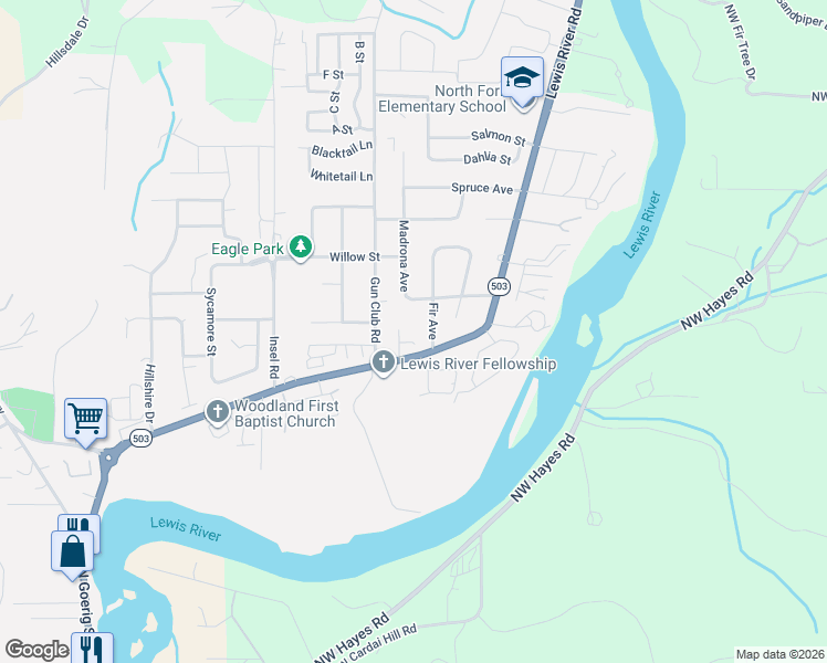 map of restaurants, bars, coffee shops, grocery stores, and more near 230 Valley Way in Woodland