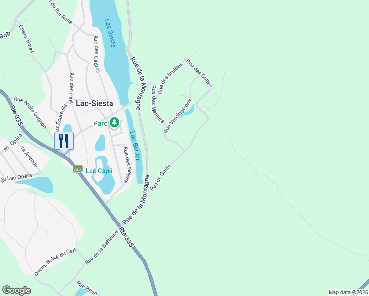 map of restaurants, bars, coffee shops, grocery stores, and more near Rue de Gaule in Lanaudière