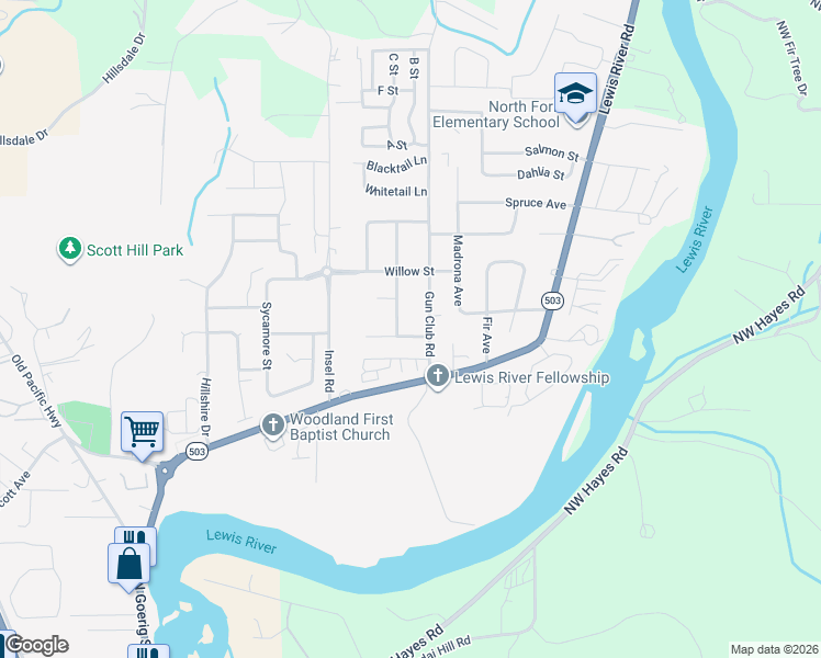 map of restaurants, bars, coffee shops, grocery stores, and more near 1937 Hawthorne Court in Woodland