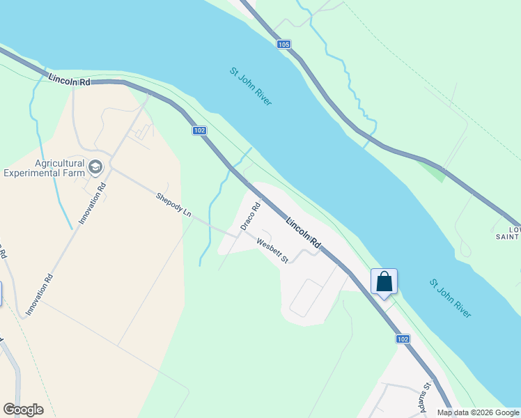 map of restaurants, bars, coffee shops, grocery stores, and more near 1126 Lincoln Road in Fredericton