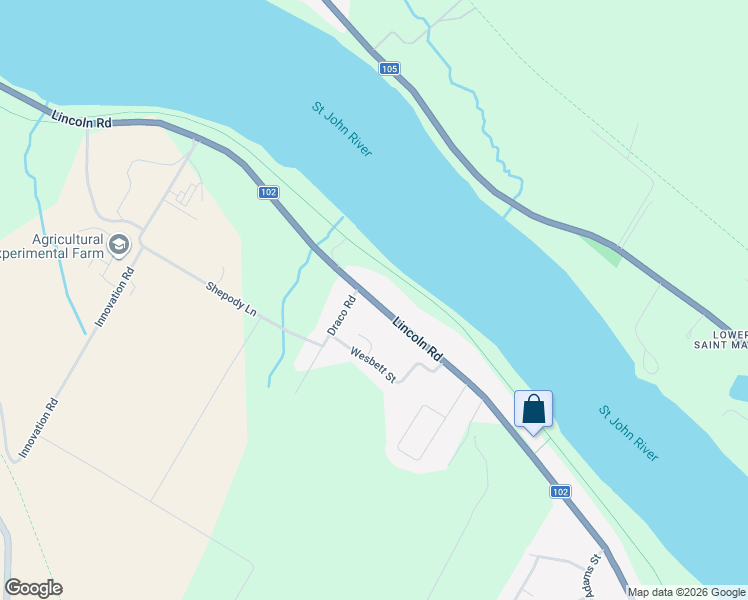 map of restaurants, bars, coffee shops, grocery stores, and more near 1126 Lincoln Road in Fredericton