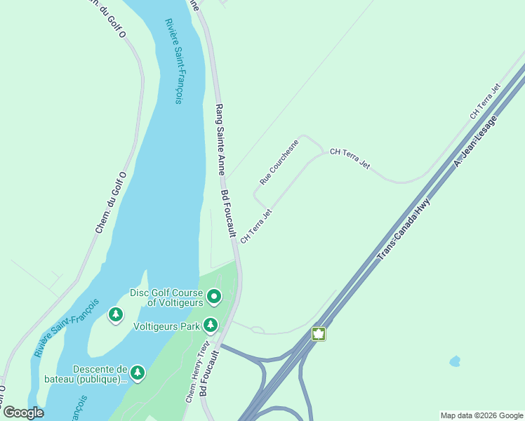 map of restaurants, bars, coffee shops, grocery stores, and more near 1695 Boulevard Terra Jet in Drummondville