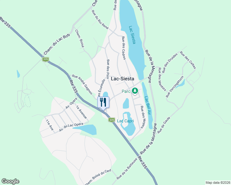 map of restaurants, bars, coffee shops, grocery stores, and more near 230 Rue des Pins in Saint-Calixte