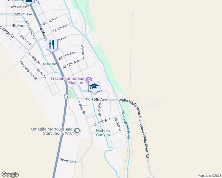 map of restaurants, bars, coffee shops, grocery stores, and more near 231 Thorn Avenue in Milton-Freewater