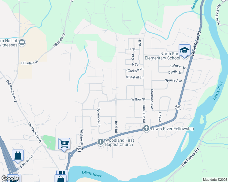 map of restaurants, bars, coffee shops, grocery stores, and more near 312 York Street in Woodland