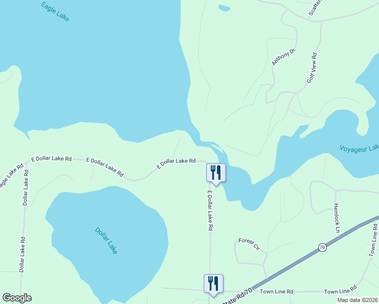 map of restaurants, bars, coffee shops, grocery stores, and more near 1533 East Dollar Lake Road in Eagle River