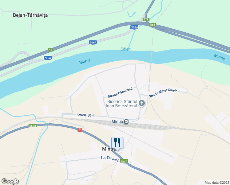 map of restaurants, bars, coffee shops, grocery stores, and more near in Mintia