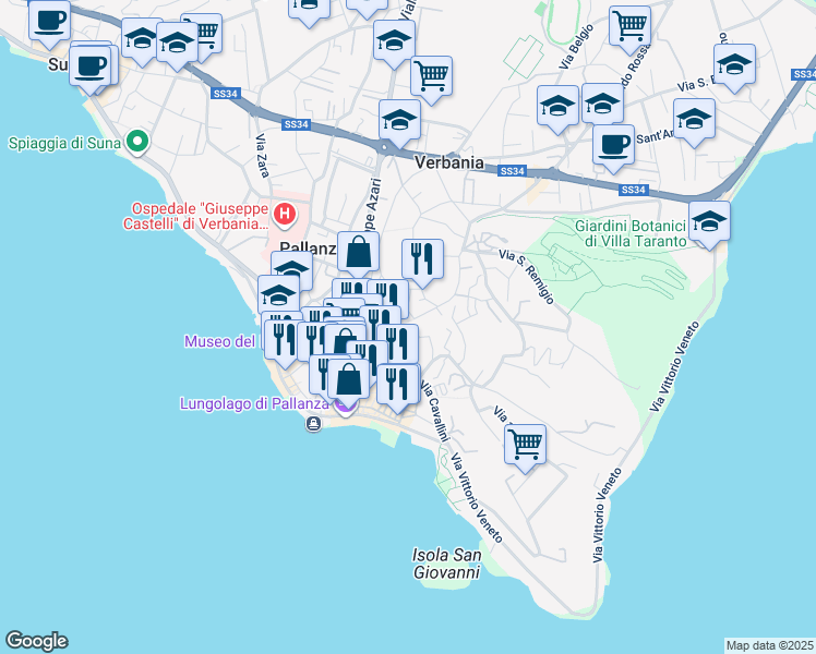map of restaurants, bars, coffee shops, grocery stores, and more near 8 Via delle Monache in Province of Verbano-Cusio-Ossola