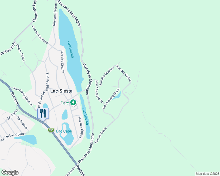 map of restaurants, bars, coffee shops, grocery stores, and more near 30 Place de Lutèce in Saint-Calixte