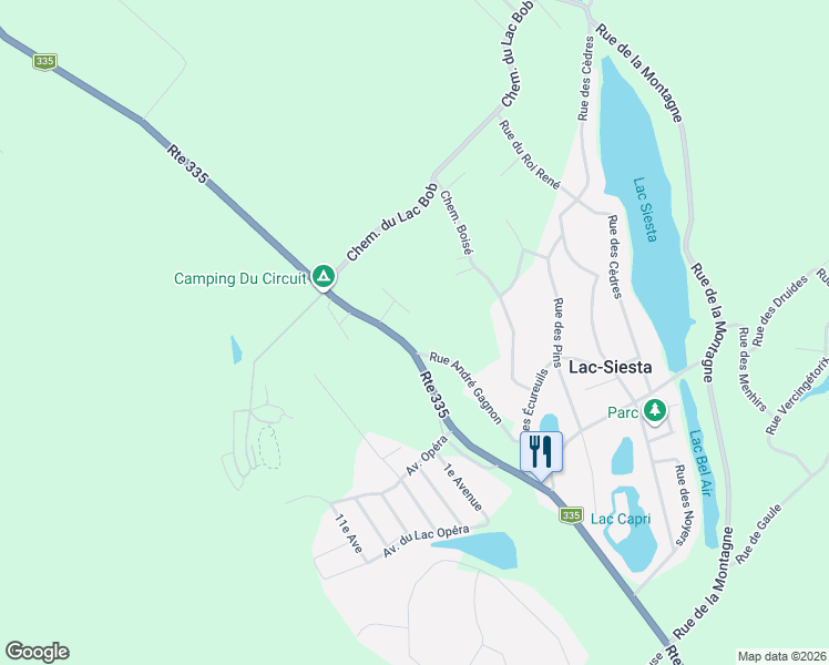 map of restaurants, bars, coffee shops, grocery stores, and more near 3785 Québec 335 in Saint-Calixte