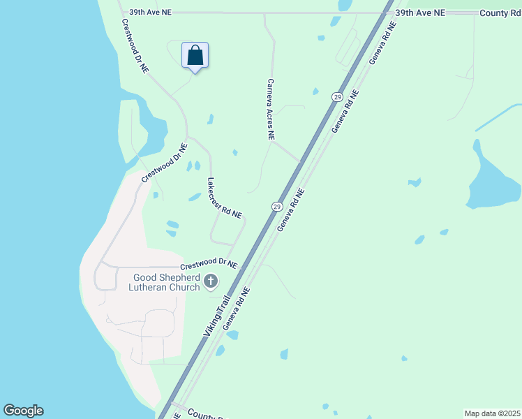 map of restaurants, bars, coffee shops, grocery stores, and more near 3050 Minnesota 29 in Alexandria