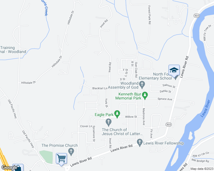 map of restaurants, bars, coffee shops, grocery stores, and more near 1855 Blacktail Lane in Woodland
