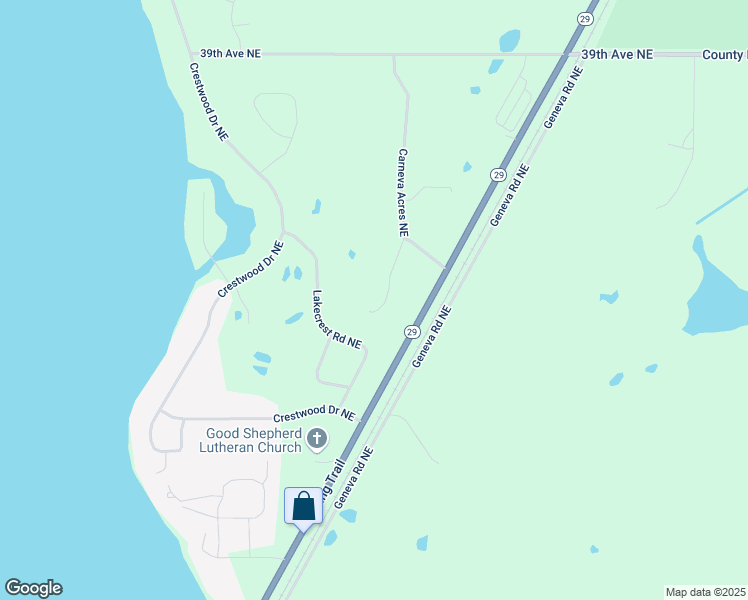 map of restaurants, bars, coffee shops, grocery stores, and more near 3050 Minnesota 29 in Alexandria