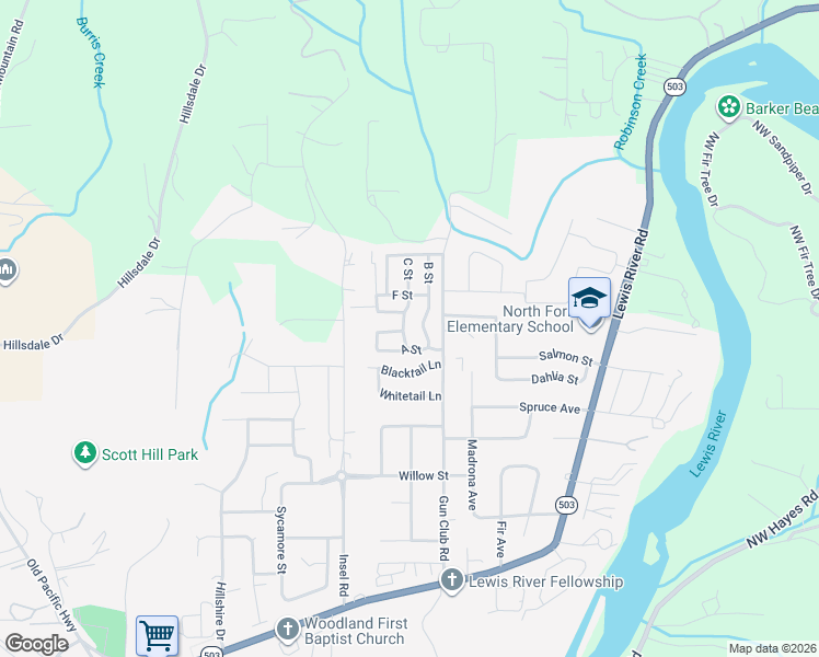 map of restaurants, bars, coffee shops, grocery stores, and more near 369 Gun Club Road in Woodland