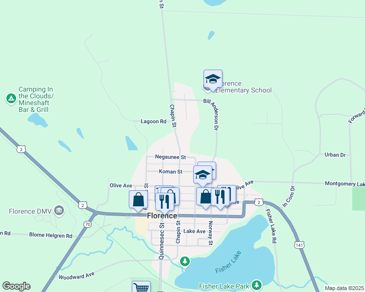 map of restaurants, bars, coffee shops, grocery stores, and more near 941 Chapin Street in Florence