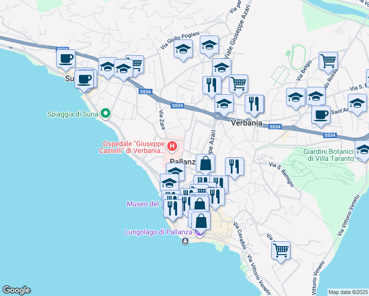 map of restaurants, bars, coffee shops, grocery stores, and more near 16 Via Crocetta in Verbano-Cusio-Ossola