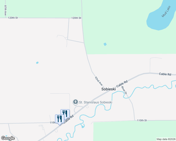 map of restaurants, bars, coffee shops, grocery stores, and more near 11491 92nd Avenue in Little Falls