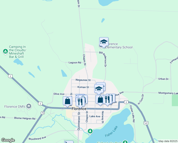 map of restaurants, bars, coffee shops, grocery stores, and more near 941 Chapin Street in Florence