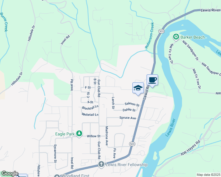 map of restaurants, bars, coffee shops, grocery stores, and more near 2065 Cimerron Street in Woodland