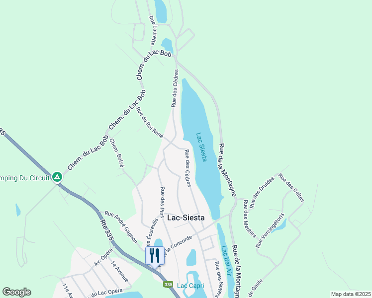 map of restaurants, bars, coffee shops, grocery stores, and more near Rue des Cèdres in Lanaudière