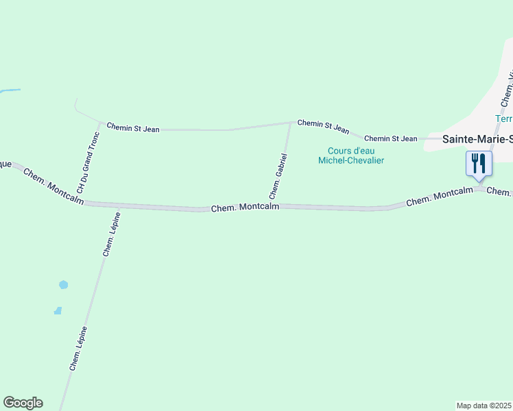 map of restaurants, bars, coffee shops, grocery stores, and more near 889 Chemin Montcalm in Sainte-Marie-Salomé