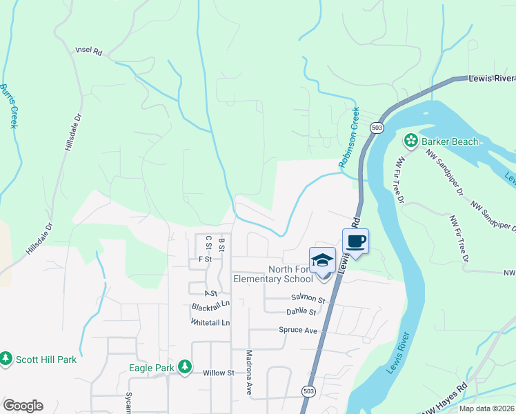 map of restaurants, bars, coffee shops, grocery stores, and more near 2047 Ambassador Avenue in Woodland