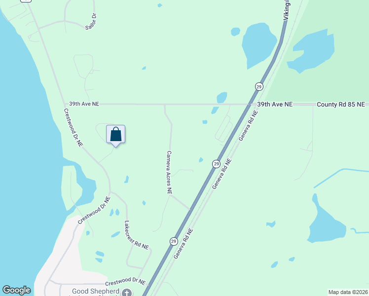 map of restaurants, bars, coffee shops, grocery stores, and more near 3505 Carneva Acres Northeast in Alexandria