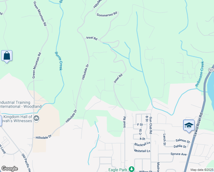 map of restaurants, bars, coffee shops, grocery stores, and more near 110 Bozarth Heights Road in Woodland