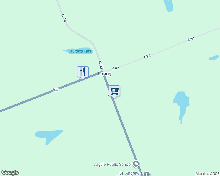 map of restaurants, bars, coffee shops, grocery stores, and more near 11946 Ontario 522 in Port Loring