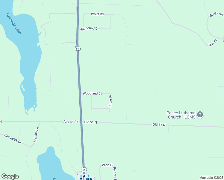 map of restaurants, bars, coffee shops, grocery stores, and more near 11050 Woodland Drive in Woodruff