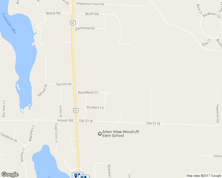 map of restaurants, bars, coffee shops, grocery stores, and more near 11050 Woodland Drive in Woodruff