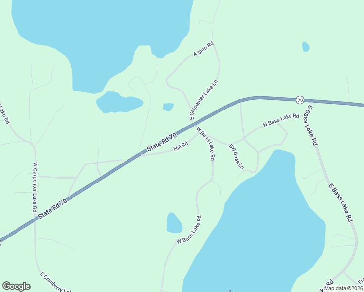 map of restaurants, bars, coffee shops, grocery stores, and more near Hill Road in Vilas County