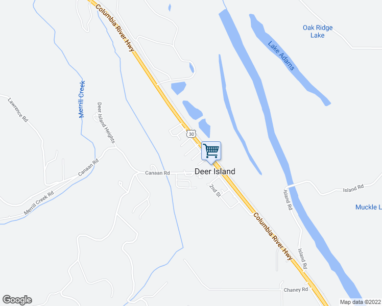 map of restaurants, bars, coffee shops, grocery stores, and more near 34949 Doe Lane in Deer Island