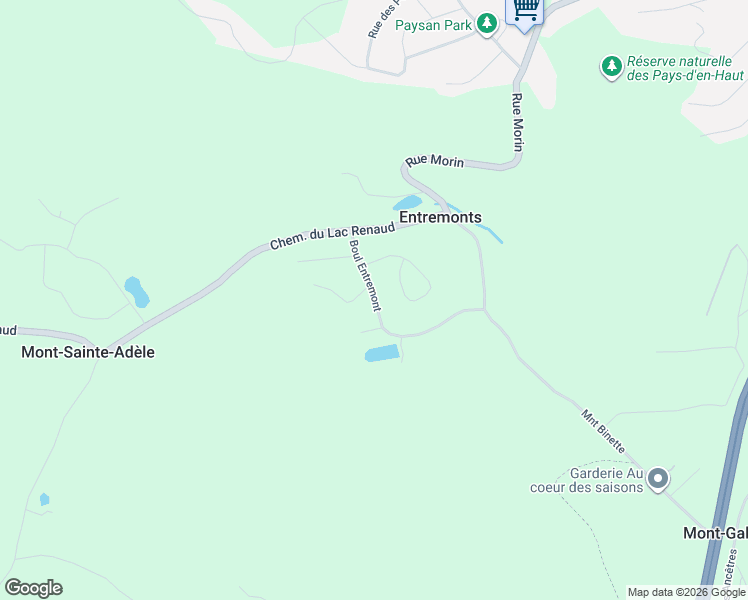 map of restaurants, bars, coffee shops, grocery stores, and more near 1150 Rue d'Entremonts in Sainte-Adèle