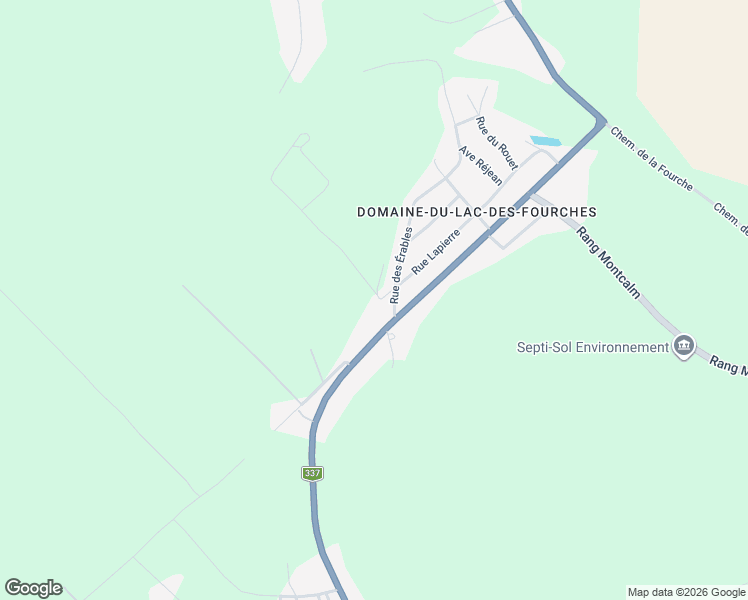 map of restaurants, bars, coffee shops, grocery stores, and more near 1333 Rue Lapierre du Lac des Fourches in Sainte-Julienne
