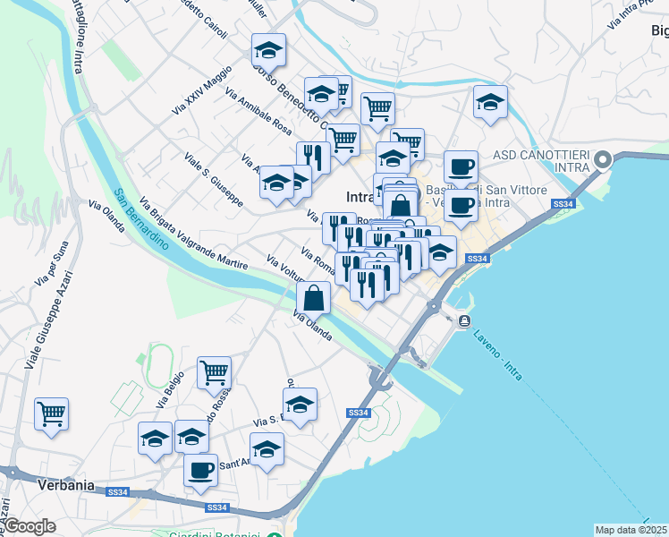 map of restaurants, bars, coffee shops, grocery stores, and more near 10 Via Marsala in Province of Verbano-Cusio-Ossola