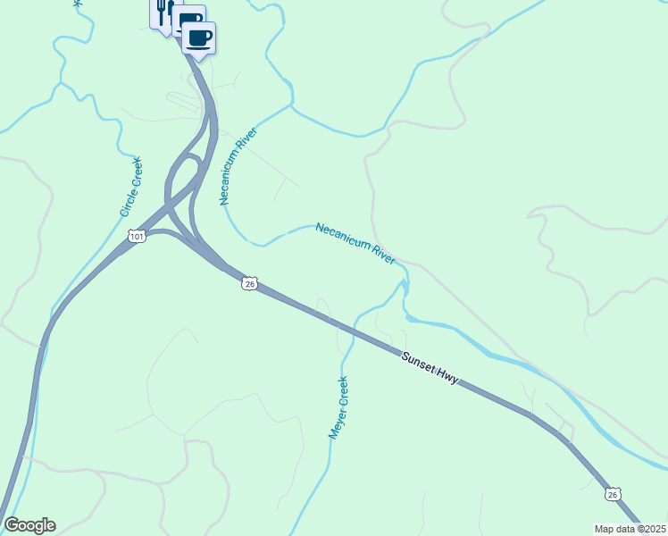 map of restaurants, bars, coffee shops, grocery stores, and more near 33373 Sunset Highway in Seaside