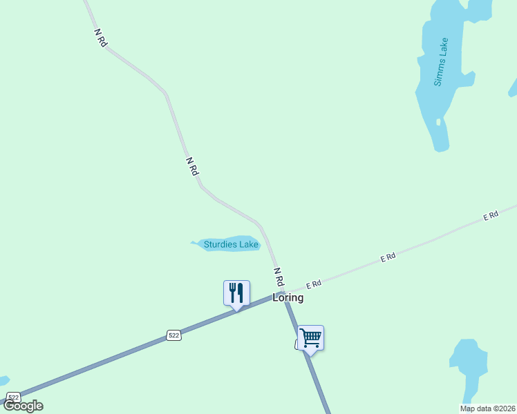 map of restaurants, bars, coffee shops, grocery stores, and more near North Road in Parry Sound District