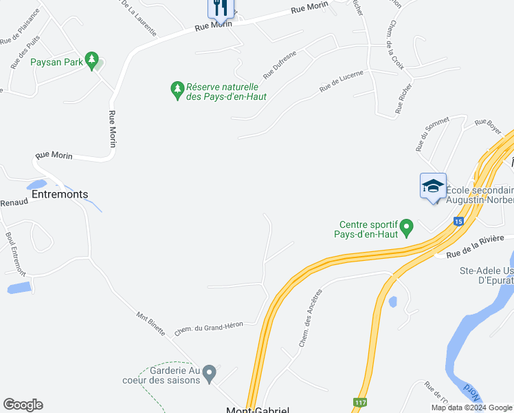map of restaurants, bars, coffee shops, grocery stores, and more near Chemin du Grand-Héron in Sainte-Adèle