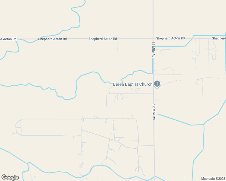 map of restaurants, bars, coffee shops, grocery stores, and more near 7684 12 Mile Road in Shepherd