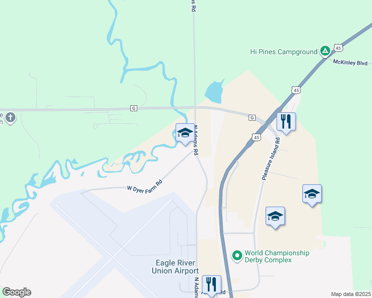 map of restaurants, bars, coffee shops, grocery stores, and more near in Eagle River